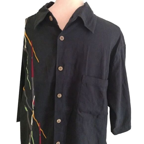 VTG Caribbean Pineapple Black Billiards Silk Blend Button Up Shirt Men's XL - Picture 6 of 15